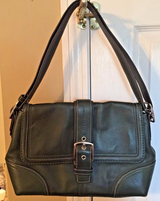 hunter green coach purse