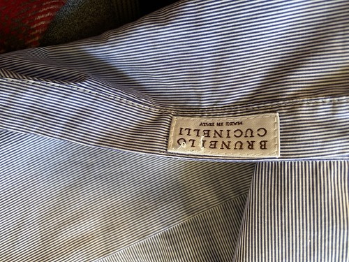 Brunello Cucinelli Womans Blouse XL Monili Blue white Stripe; French Cuff - Picture 6 of 7