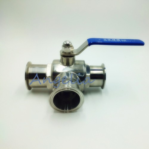 2-1/2" Sanitary Ball valve L Type Connection Three way Clamp Stainless Steel 304 - Picture 2 of 9