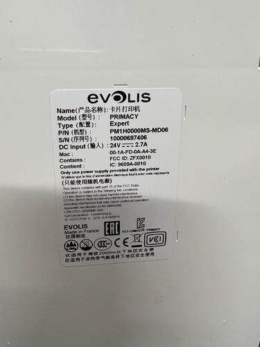 Evolis Primacy LCD Expert Single Sided Color ID Card Printer PM1H0000MS-MD06 - Picture 8 of 8