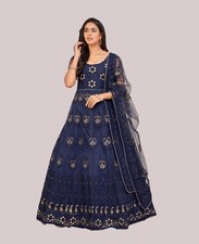 Atsevam Embroidery Designed Traditional Anarkali Blue Salwar Suit Set
