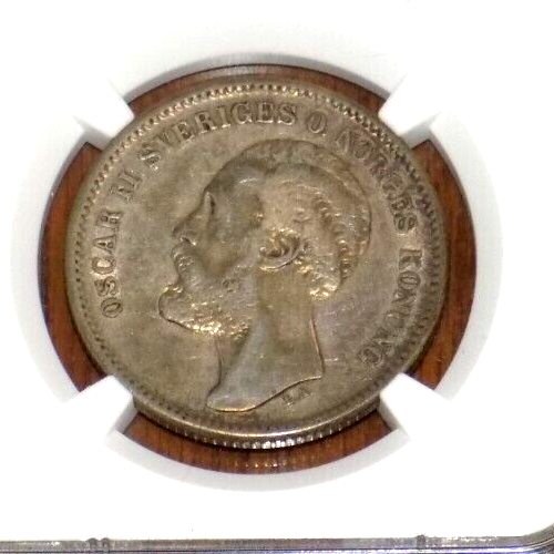 Sweden 1876 EB Narrow Date 2 Kroner NGC Certified XF 40 Swedish 2K GRADED COIN - Picture 2 of 4