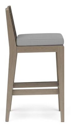 HOMESTYLES Outdoor Barstool 40" H X 18" W, Wood Frame Material W/ Gray Cushion - Picture 5 of 6