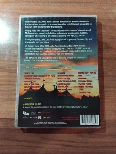 John Farnham The Last Time Complete & Uncut DVD LN - Picture 2 of 2