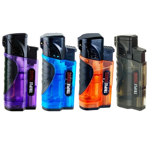 12 PACK Triple Jet Torch Lighter Adjustable Flame W/ Cigar Pouch - Picture 11 of 19