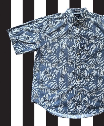 Ivy Crew Classics Short Sleeve Blue Tropical Pineapple Print Wrinkle Free XL - Picture 3 of 10
