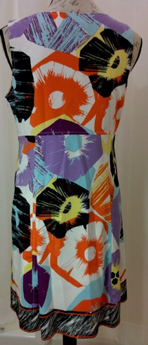 Tahari Size 10 Mindy Dress Solstice Orange Sleeveless Multicolor Lined - Picture 7 of 16