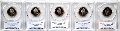 1999-2009:50 State & 6 Territory Clad Quarters-PCGS PR69DCAM-State Flag-56Coins - Picture 21 of 23