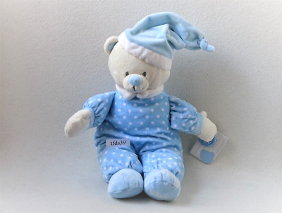 Keel Baby Teddy Bär Schlafbär blau weiß Stofftier Plüschtier Kuscheltier (T213)