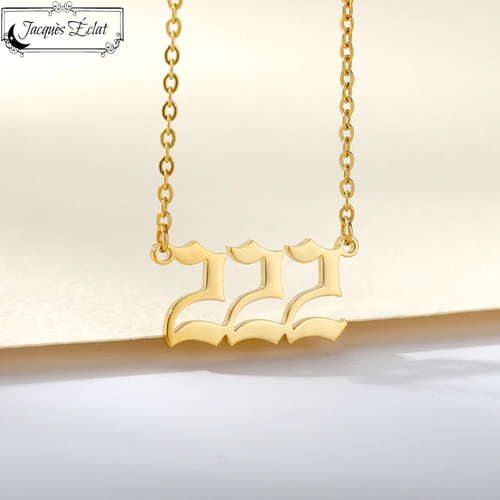 Collares de oro 777 número de ángel para mujer, acero inoxidable, regalo de boda para ella - Imagen 8 de 21