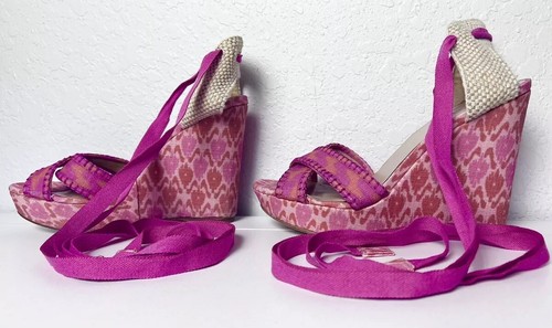 Theodora & Callum Stuart Weitzman Theodora Espadrille Wedge Sandal Pink Size 9.5