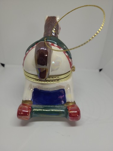 Keramik Mr. Weihnachten Schaukelpferd Musik Klappbox Ornament Jingle Bell landschaftlich - Bild 4 von 9
