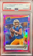 2020 Donruss Optic Justin Herbert Rated Rookie Pink Prizm #153 RC PSA 9 Mint
