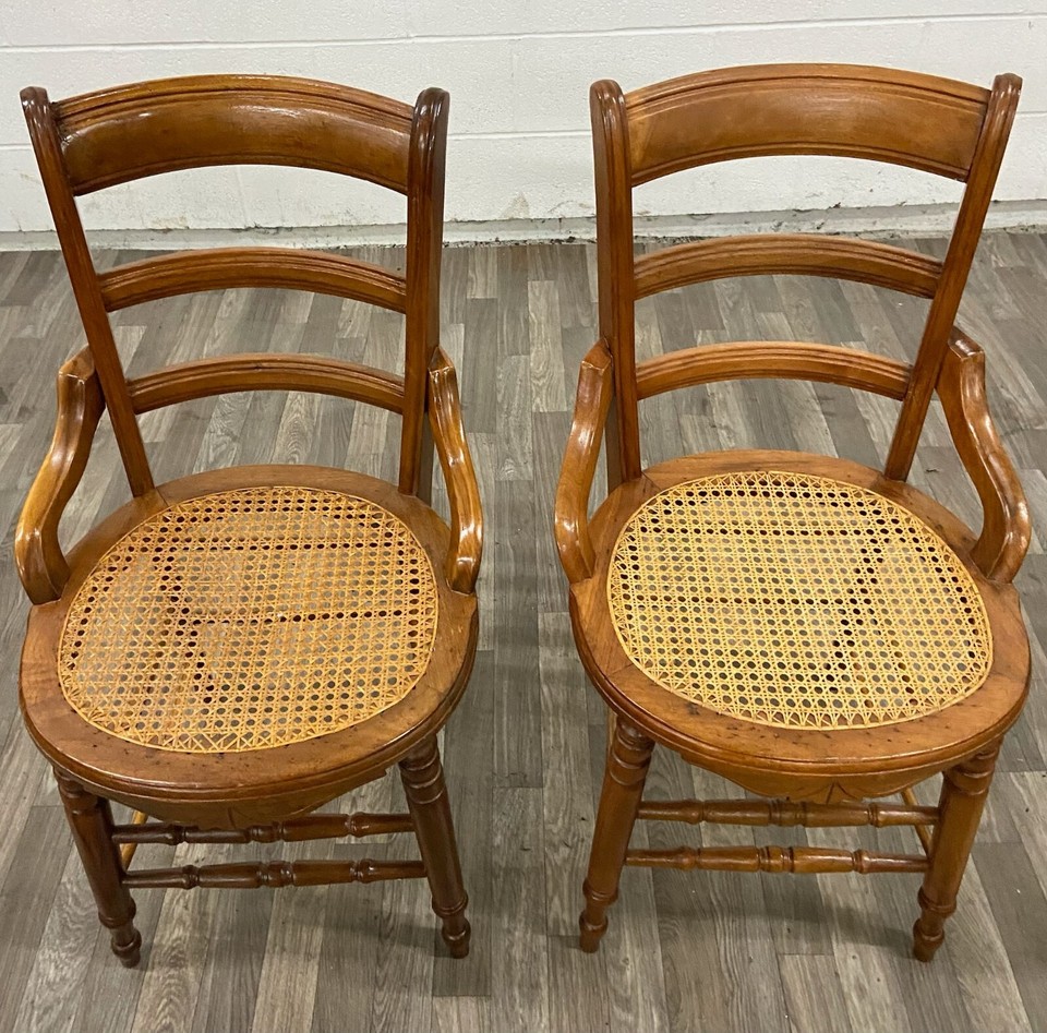 Antique Victorian Eastlake Style Ladderback Cane Dining Chairs