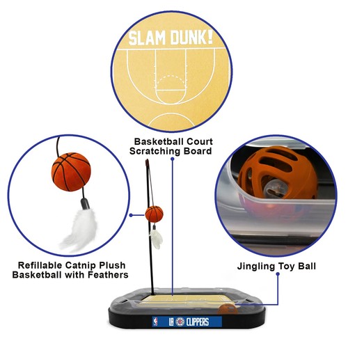Juguete rascador para gatos de cancha de la NBA Pets First juguete 6 en 1 con bola de peluche juguete hierba gatera - Imagen 71 de 171