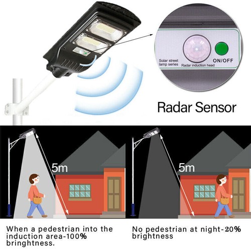 Solar Street Lights Outdoor Security Lamp IP65 PIR Sensor LED Remote Control - Picture 10 of 12