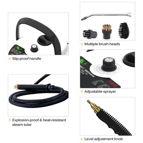 2500W Portable Handheld Steam Cleaner with Brush Heads f/ Kitchen Furniture U0P7 - Picture 8 of 12