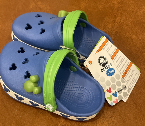 Zuecos Crocs Mickey Mouse Disney niños C 8/9 Crocband II azul verde NUEVO WDW