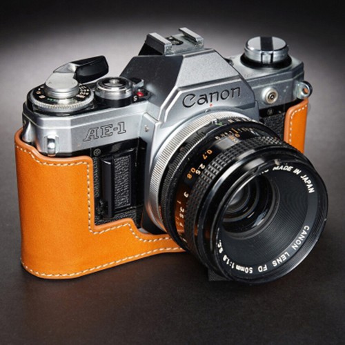 Hecho a mano Cuero Genuino Real Media Cámara Estuche Cubierta Bolso para Canon AE-1 Nuevo AE-1 - Imagen 14 de 16