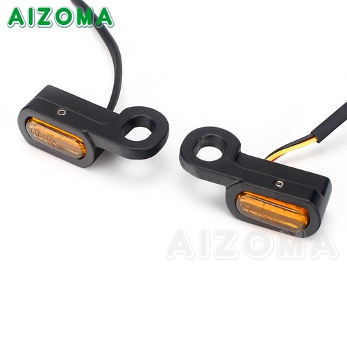 2X E-mark 12V LED Mini Motorcycle Front Turn Signal Indicator Light For Softail  - Picture 4 of 12