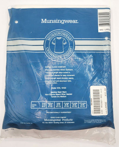 NOS Munsingwear Kangaroo White Crewneck T-Shirt 100% Combed Cotton Large 3 Pack - Picture 3 of 4