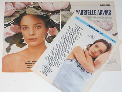 GABRIELLE ANWAR 1995 3 page article clippings UK actress vintage magazine