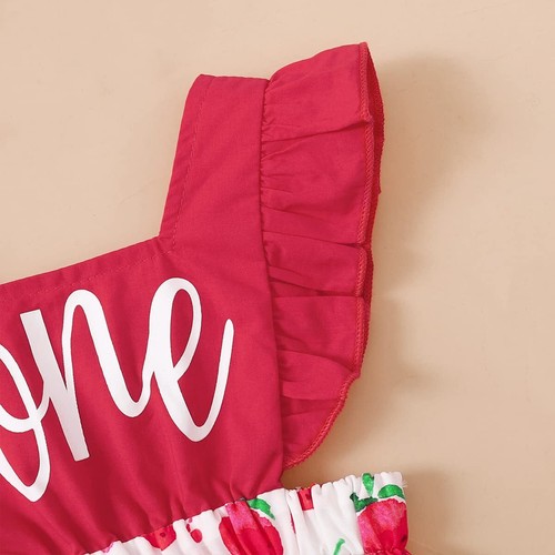 Baby Girl First Birthday Outfit 1st Birthday Berry Summer Bodysuit with Fruit... - Picture 7 of 9