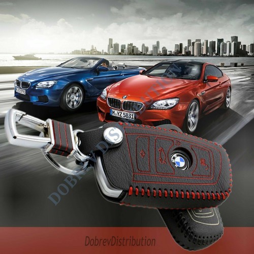 Protector de entrada de cuero genuino con soporte remoto para llavero BMW - Imagen 7 de 7