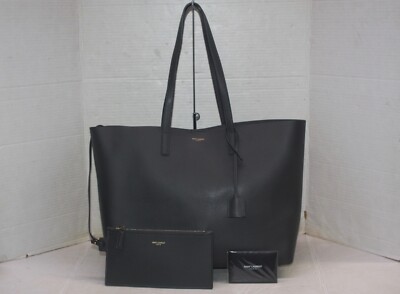 NEW YSL SHOPPING TOTE SAINT LAURENT E/W IN DARK BEIGE SUPPLE LEATHER