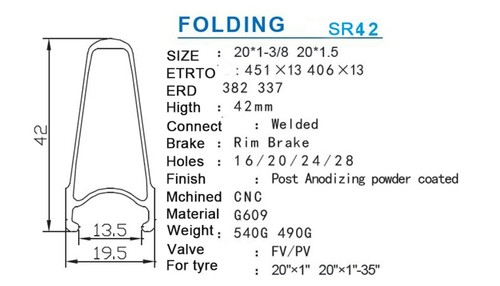 20/22er 451/406 Folding Road Bike Alloy Wheelset 28H Center Lock Disc Brake Hub - Picture 8 of 16