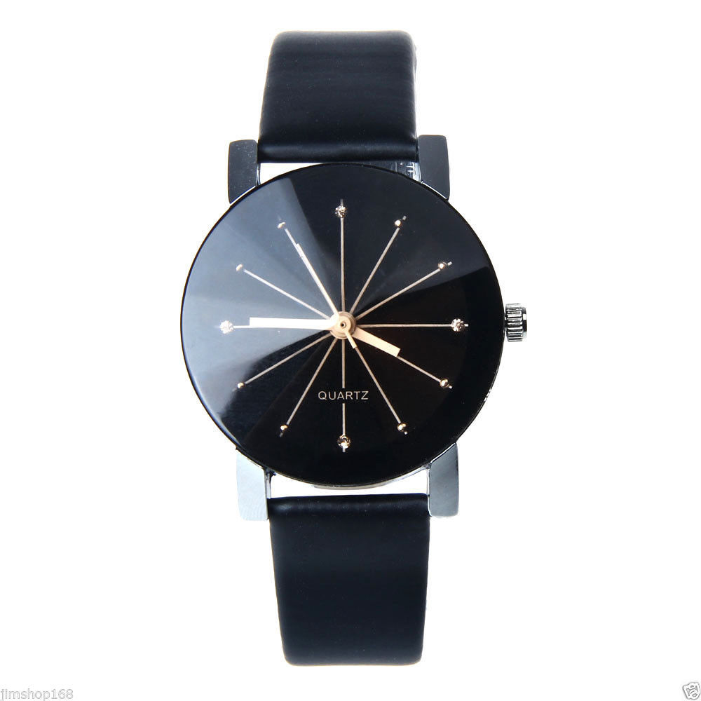 Fashion Womens Black Dial Leather Stainless Steel Date Analog Quartz Wrist Watch eBay