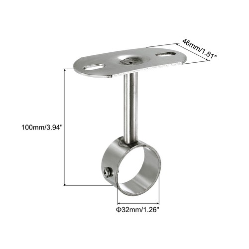 2 Pcs Ceiling Mount Bracket, Wardrobe Pipe, Shower Curtain Closet Rod 32x100mm - Picture 2 of 7