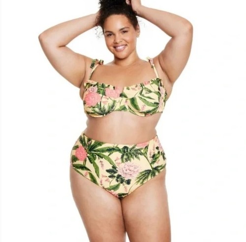 Damen Agua Bendita Blumen/Streifen Wende Hohe Taille Freche Bikinihose XXL - Bild 3 von 12
