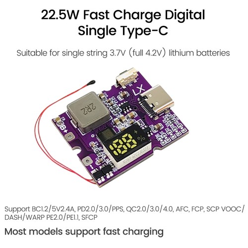 PD3.0/PD2.0 22.5W Power Bank Bidirectional Fast Charging Mobile Power Module DIY - Photo 5 sur 21