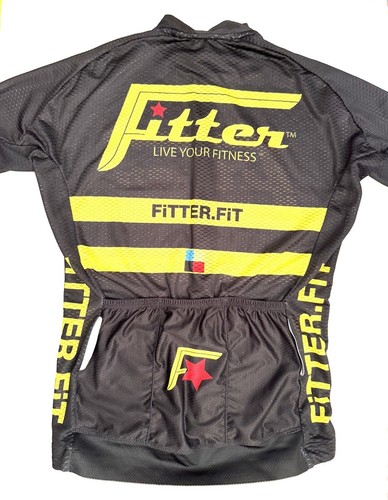 Juego de camisetas de ciclismo Fitter Fit con bandera y babera negras a rayas multicolores - Imagen 13 de 14