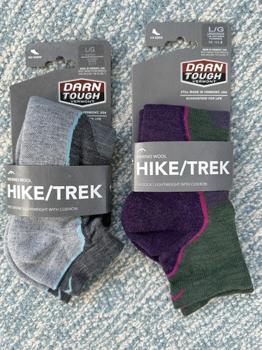 2 PAAR Darn robuste Wander-/Trek-Socken leicht mit Polster - Damen Large (10-11,5) - Neu mit Etikett