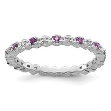 Silver Stackable Expressions Amethyst & Diamond Ring QSK533