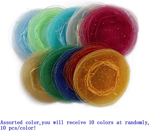 Round Organza Bags, 50Pcs 9.8 Inch Drawstring Jewelry Candy Pouch Christmas Wedd - Picture 2 of 6