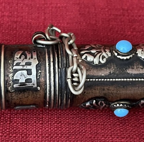 Chinese Calligraphy Brush Copper Handle Horse Hair Embossed Symbols Screw On Top - Picture 3 of 20