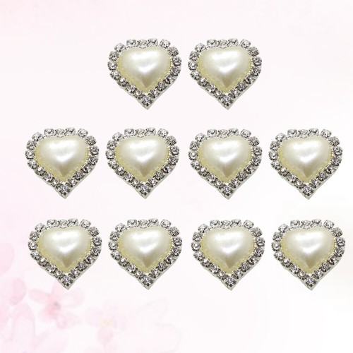 10 PCS Jewelry Findings Flatback Beads Crystal Heart Charms Heart Pendants