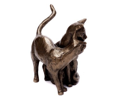 Resinfigur Katzenpaar aus Kunstharz mit Bronzepulver Kunst-Skulptur Handmade - Bild 5 von 43