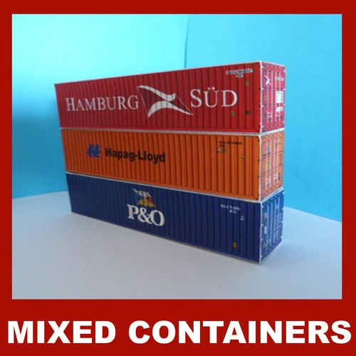 Hamburg-Süd, Hapag, P&O" Rail Freight, Cargo Model Card Kits 40ft x 3 HO Scale  - Bild 1 von 10