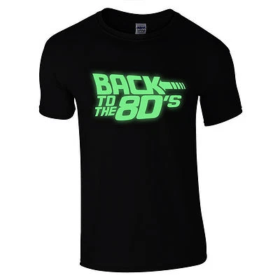 GILDAN Back To The 80's T-Shirt - Kostüm Glow in the Dark Print Love 80s Party Top