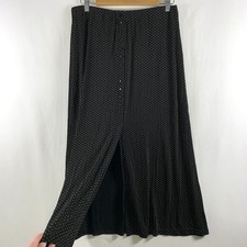 VTG 90s Micro Polka Dot Button Front Midi Skirt Sz L Petite Y2K Soft Grunge Twee