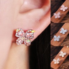 Copper Butterfly Earrings for Girls with Sparkling Rhinestone Detailing