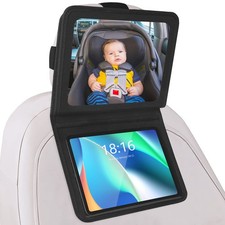 Baby Car Mirror with Adjustable Tablet Holder, Road Trip Essentials for Kids,...