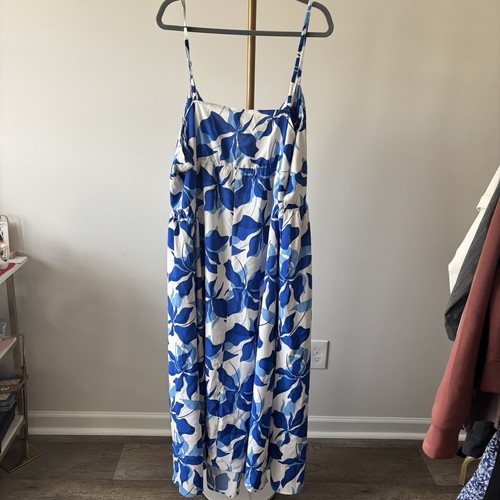 NEW - A New Day Women plus size Floral midi Dress w/pocket blue size 3X - Picture 4 of 7