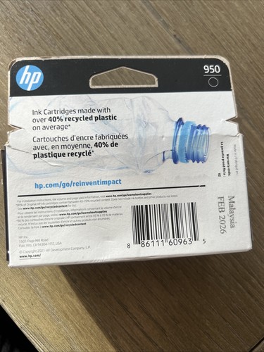 2026 Genuine OEM HP 950 Black Ink Cartridge CN049AN for 8600 BRAND NEW SEALED - Picture 2 of 4