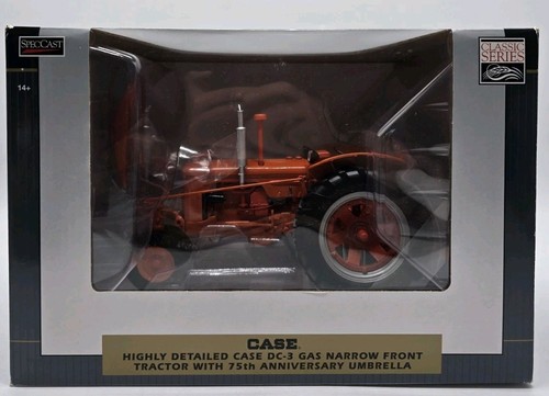 SpecCast Classic CASE DC-3 Gas Narrow Front Tractor & 75th Anniv. Umbrella 1/16 - Picture 2 of 9