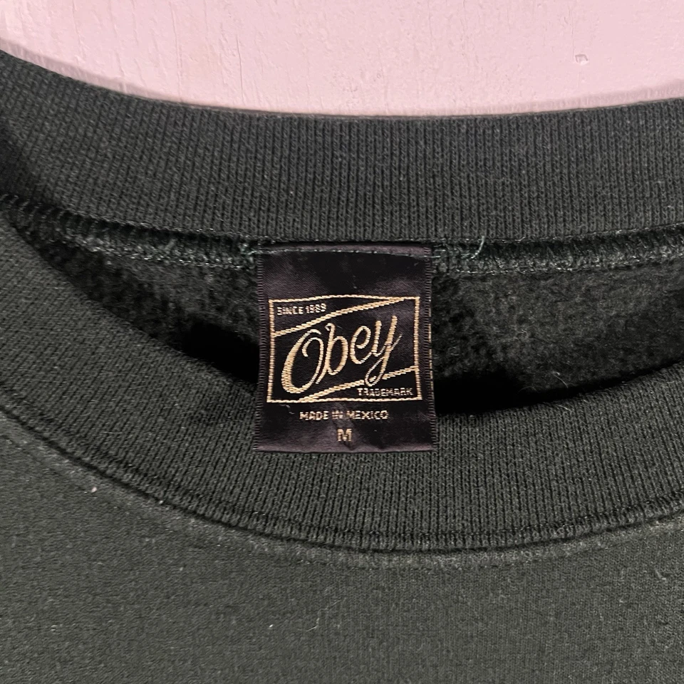 Vintage Obey Men's Graphic Box Logo Pullover Crewneck Sweatshirt Green (Medium) - Image 3 of 4